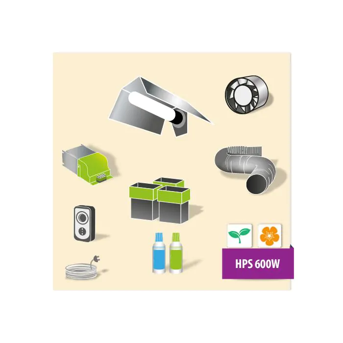 Kit coltivazione indoor lampada HPS agro 600w 6 piante Basic